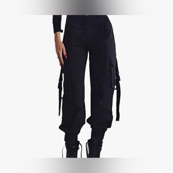 NWT Cargo Pants, High Waist Lounge Pants Fashion Loose Relaxed Fit Jogger Sz M - Picture 3 of 13